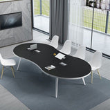 ミーティングテーブル　大型会議テーブル　オフィスデスク　丸い天板　スチール脚　ナチュラル　シンプル　カスタマイズ可能　HYZ-T004