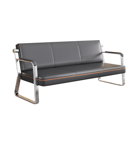 上質　シンプル　エレガント　柔軟　座り心地　安定性　合成レザー　スチール　ウレタンフォーム　耐久性　安定感　応接ソファ　リビング用　応接室用　グレー　JDSF-M025