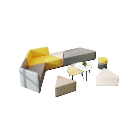 応接ソファ　受付ソファ　使い勝手　組み合わせ可能　モジュール式ソファ　天然木フレーム　ウレタン　座り心地　高品質　イエロー　グレー　JDSF-M028