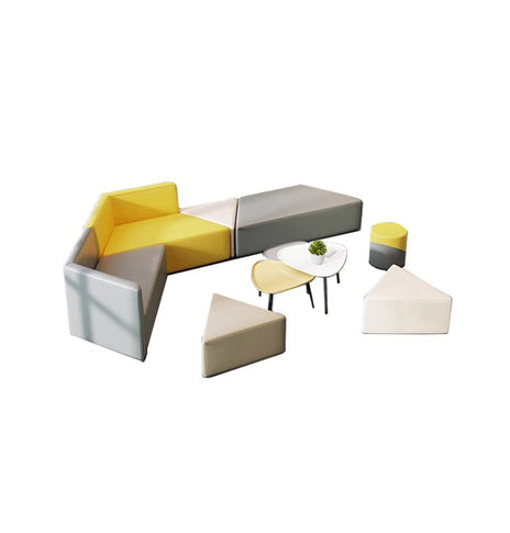 応接ソファ　受付ソファ　使い勝手　組み合わせ可能　モジュール式ソファ　天然木フレーム　ウレタン　座り心地　高品質　イエロー　グレー　JDSF-M028