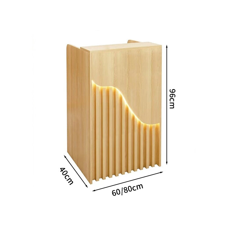 受付カウンター　レジカウンター　ハイカウンター　引き出し付き　配線穴付き　隠れLEDライト　角丸　ホワイト　カスタマイズ可能