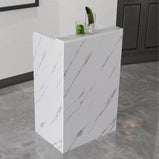 受付カウンター　収納　受付台　レジカウンター　マーブル模様　鍵付き　シリンダー錠　引出し付き　分類収納　シンプル　ホワイト　JDT-M-123