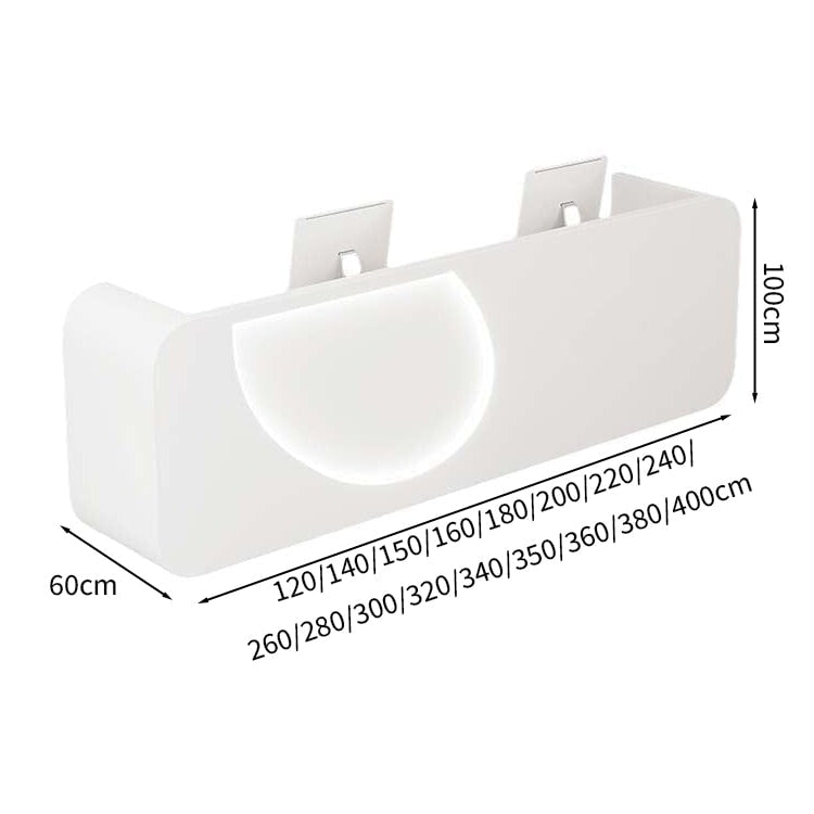 高級感カウンターテーブル　ハイカウンター　オフィス受付　フロントデスク　角丸　隠れLEDライト　大容量収納　ロック付き　引出し付き　シンプル　ホワイト　カスタマイズ可能　JDT-M-154　metamall