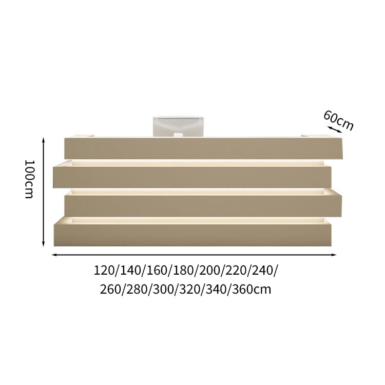 モダン受付台　レジ台　焼付塗装　LEDテープライト　錠付き引き出し　シリンダー錠　シンプル　ベージュ　カスタマイズ可能　JDT-M010　metamall