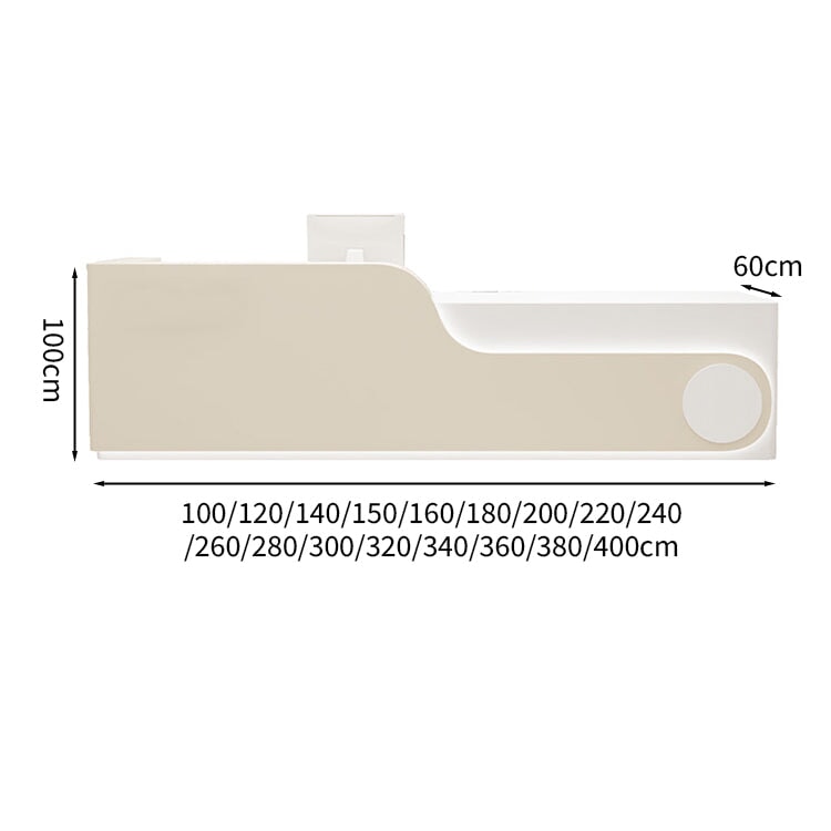 組み立てレジ台　受付台　レジ台　焼付塗装　上部天板付き　HDF　分類収納　ぶつかり防止　LEDテープライト　ベージュ　カスタマイズ可能　JDT-M048　metamall