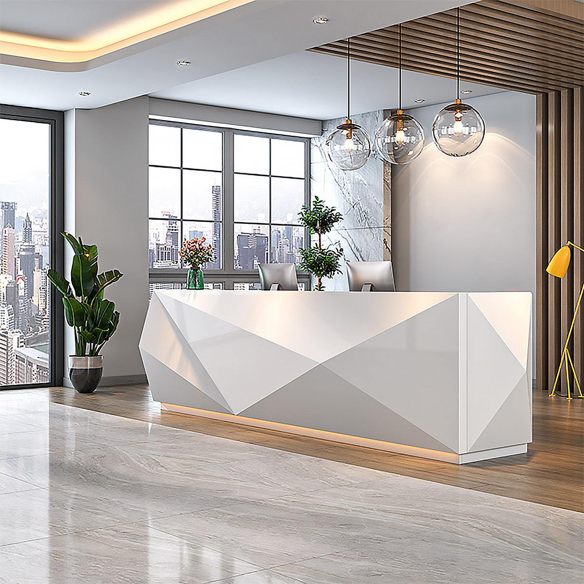 レジカウンター　受付カウンター　焼付塗装　LEDライト　エントランス受付　デザイン性　エコ素材　引き出し付き　デザイナーズ　ホワイト　カスタマイズ可能　JDT-M122