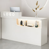 受付カウンター　レジカウンター　受付台　店舗カウンター　シリンダー錠付き　引き出し付き　収納機能　木製　シンプルモダン　ホワイト　マーブル　カスタマイズ可能　JDT - S012 