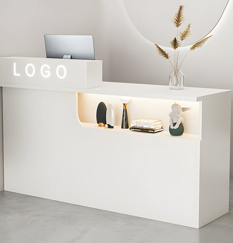 受付カウンター　レジカウンター　受付台　店舗カウンター　シリンダー錠付き　引き出し付き　収納機能　木製　シンプルモダン　ホワイト　マーブル　カスタマイズ可能　JDT-S012