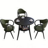 応接テーブル テーブル　収納付き丸テーブル　チェアセット　応接セット  白テーブル　黒テーブル　カラフルチェア　JDZH-K-002