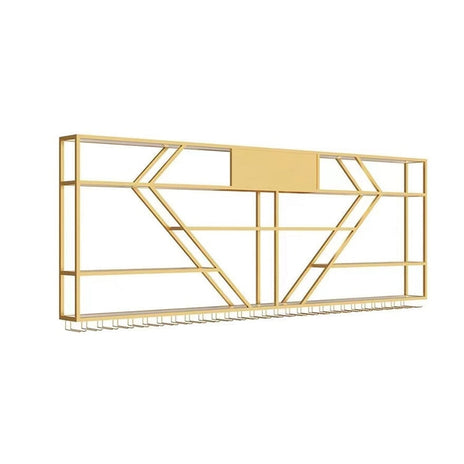 収納ラック　お酒収納　酒棚　スチールフレーム　フック付き　ワイングラスハンガー　スチール製　LEDライト　おしゃれ　エレガント　ナチュラル　ゴールド　カスタマイズ可能　JG-M028　metamall