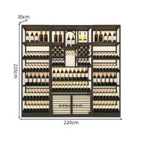 LEDライト　アイアンフレーム　頑丈　安定性　縦置き　横置き　ワインラック　収納ラック　高級感　スタイリッシュ　ブラック　カスタマイズ可能　JG-M034