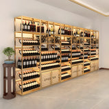 LEDライト　アイアンフレーム　頑丈　安定性　縦置き　横置き　ワインラック　収納ラック　高級感　スタイリッシュ　ブラック　カスタマイズ可能　JG-M034