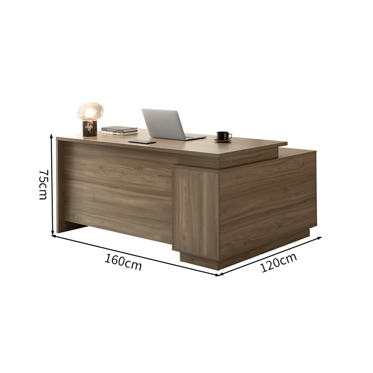 扉付き　オープン収納　広い天板　エグゼクティブデスク　社長机　ワークデスク　木目調　シンプル　LBZ-2141