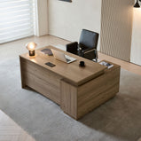 扉付き　オープン収納　広い天板　エグゼクティブデスク　社長机　ワークデスク　木目調　シンプル　LBZ-2141