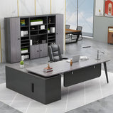 デスク　役員デスク　エグゼクティブ　広い天板　キャビネット　大容量　スチールフレーム　幕板　配線穴キャップ　落ち着き　木目調　LBZ-C064