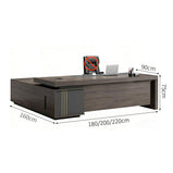 執務室用　デスク　ワークデスク　オフィスデスク　社長机　エグゼクティブデスク　サイドキャビネット付き　ダイヤル錠付き　通気孔付き　配線ボックス付き　ウォールナット　カスタマイズ可　LBZ-M-077　metamall