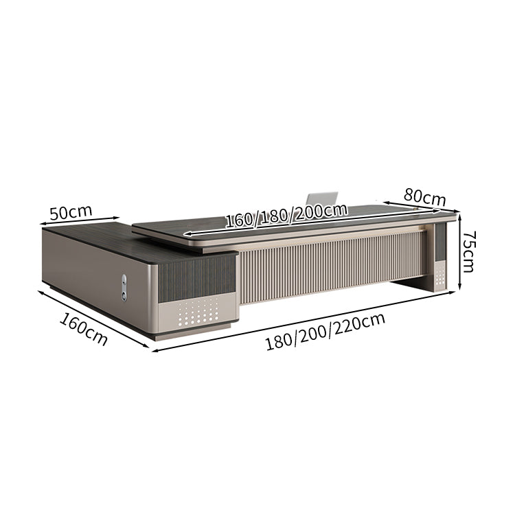 ダブルサイドキャビネット　大容量　分類収納　分厚い天板　幕板　Ｒ仕上げ　通気口　デスク　エグゼクティブ　役員デスク　穏やか　洗練　実用的　カスタマイズ可能　LBZ-M103