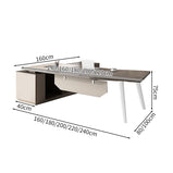 執務デスク　モダン　エグゼクティブデスク　プレジデントデスク　シンプルモダン　バイカラーデザイン　サイドキャビネット　幕板　配線孔　PC用通気口　カーブ型天板　ブラウン　カスタマイズ可能　LBZ-M035