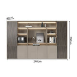 執務デスク　モダン　エグゼクティブデスク　プレジデントデスク　シンプルモダン　バイカラーデザイン　サイドキャビネット　幕板　配線孔　PC用通気口　カーブ型天板　ブラウン　カスタマイズ可能　LBZ-M035