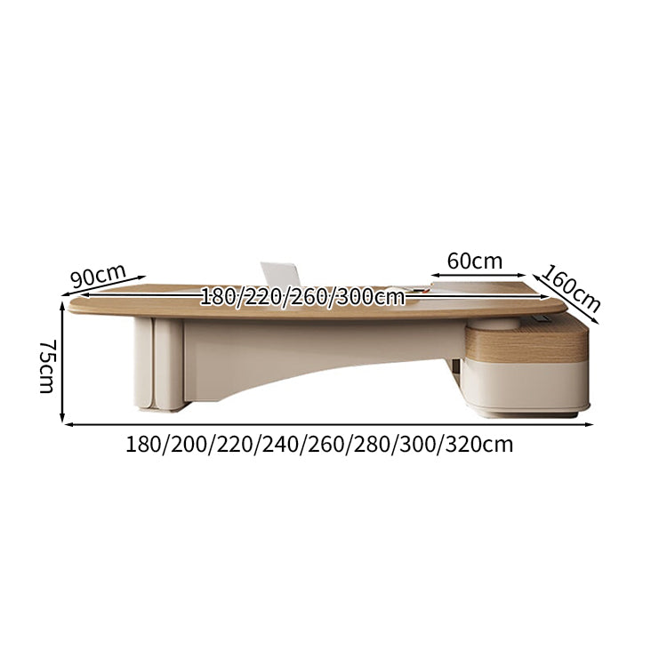 エグゼクティブデスク　社長机　オフィスデスク　サイドキャビネット　配線ボックス　ゆとり　モダン　ナチュラル　カスタマイズ可能