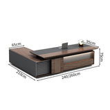 役員　用　テーブル　おしゃれ　エグゼクティブデスク　役員テーブル　オフィスデスク　サイドキャビネット　配線ボックス　指紋認証　ゆとり　高級感　ウォールナット　カスタマイズ可能　LBZ-M063