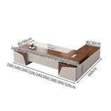 役員テーブル　おしゃれ　エグゼクティブデスク　オフィスデスク　サイドキャビネット　配線ボックス　通気孔　ゆとり　木目調　安全無臭　ウォールナット　LBZ-M064