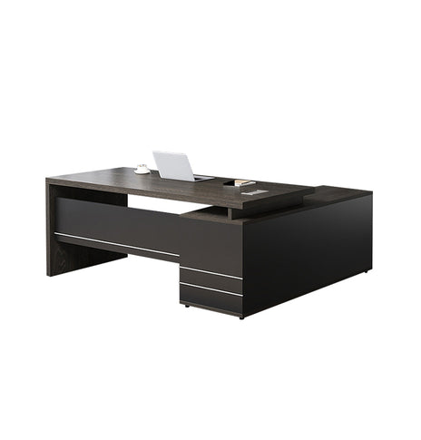 エグゼクティブデスク　役員テーブル　オフィスデスク　社長デスク　サイドキャビネット　引き出し　配線ボックス　快適　ナチュラル　ウォールナット　LBZ-M080