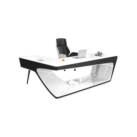 鏡面仕上げ　L字型天板　エコ板材　頑丈　安定性　引き出し　デスク　役員デスク　エグゼクティブ　高級感　モダン　上質　おしゃれ　カスタマイズ可能　LBZ-M089