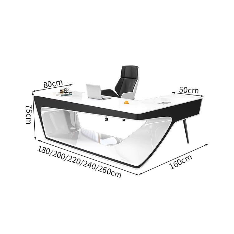 鏡面仕上げ　L字型天板　エコ板材　頑丈　安定性　引き出し　デスク　役員デスク　エグゼクティブ　高級感　モダン　上質　おしゃれ　カスタマイズ可能　LBZ-M089