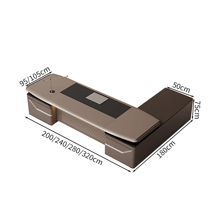 モダン　デザイナーズ　エグゼクティブデスク　オフィスデスク　サイドキャビネット　グレー　社長机　サイドキャビネット　ダイヤル錠　カスタマイズ可能　LBZ-M098