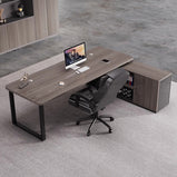 社長デスク　エグゼクティブデスク　オフィスデスク　エコ素材　Ｒ加工　配線孔付き　幕板付き　通気孔付き サイドキャビネット　オープン収納　LBZ-S012