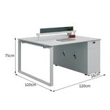 オフィスデスク　高級オフィスデスク　事務机　PCの通気孔　配線穴　収納付きデスク　サイドキャビネット　パーティション　エコ板材　ホワイト　MG-BGZ-LLS12