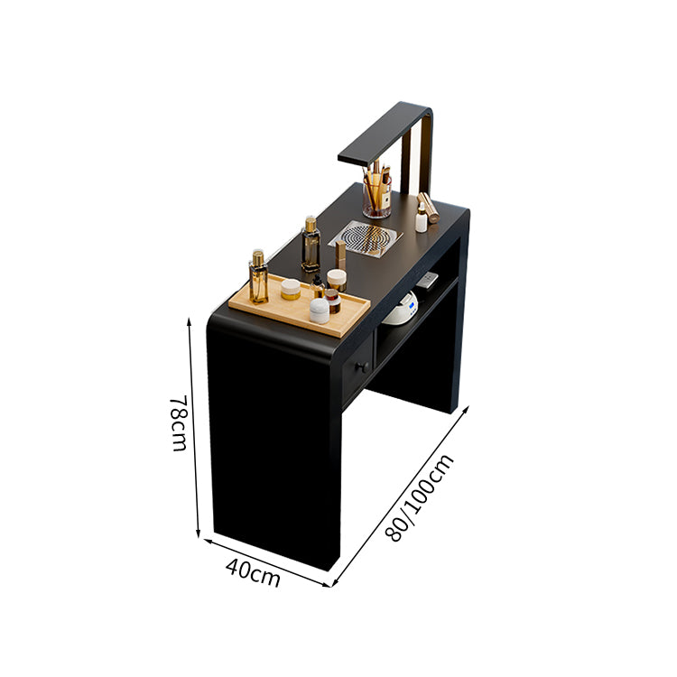 ネイルデスク ブラック　チェア　セット　メラミン化粧板　フランネル　高密度ウレタンフォーム　高品質　ポップ　ブラック　MJZY-M010