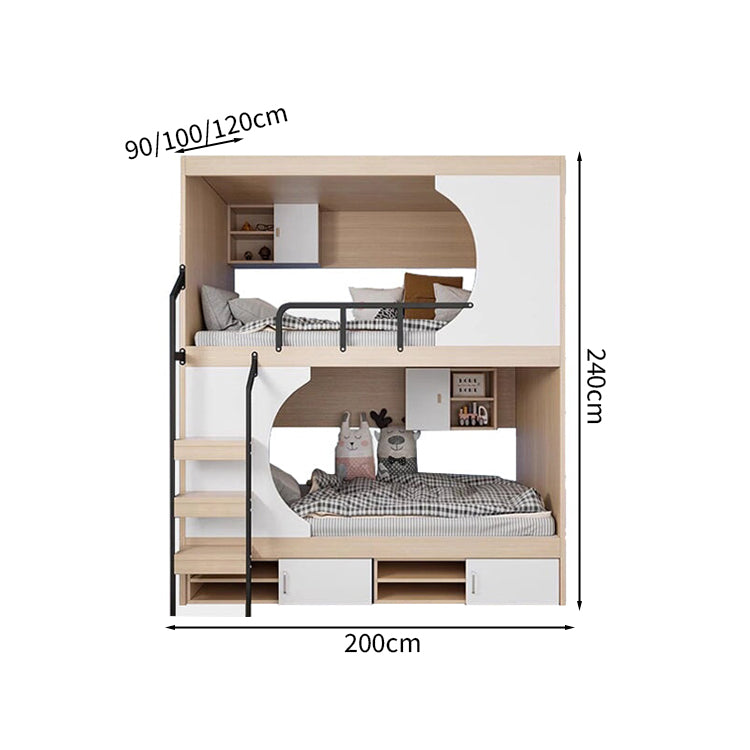 二段ベッド　親子ベッド　はしご　収納　開き戸　シューズボックス　ナチュラル　カスタマイズ可能　SCC-M015