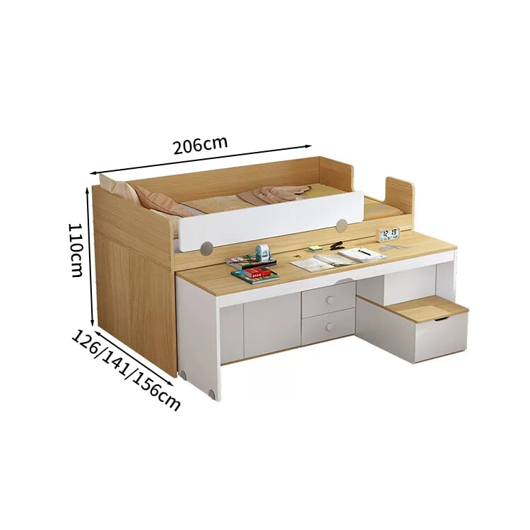 二段ベッド　デスク付き二段ベッド　分類収納　ベッド　子供用　可愛い　収納　機能性　エコ素材　デスク付き　大容量　ホワイト　SCC-M067　metamall