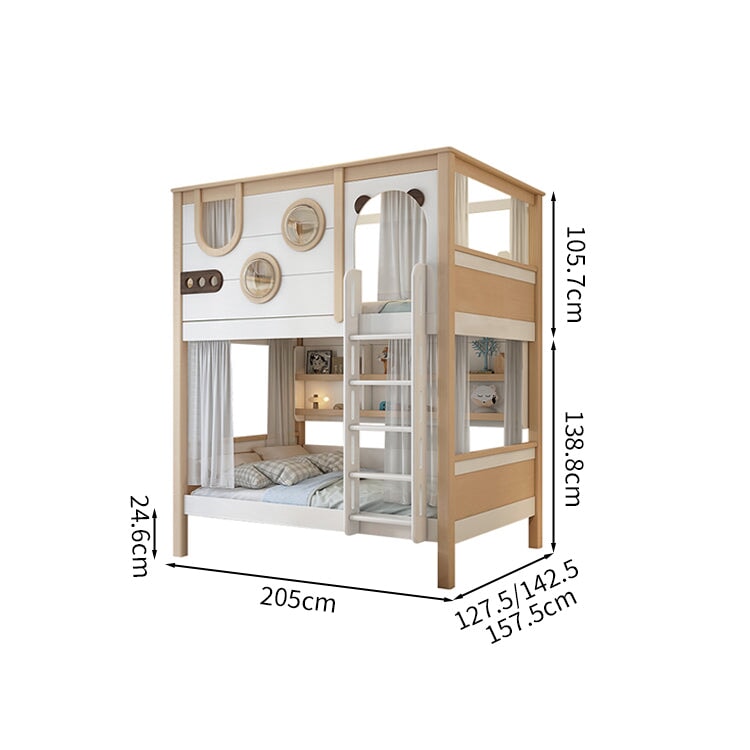 ベッド　二段ベッド　引き出し　階段　ハシゴ　家庭用　子供用　メラミン化粧板　ベッド下収納　ベッドガード　使い勝手　デザイナーズ　ホワイト　SCC-M075