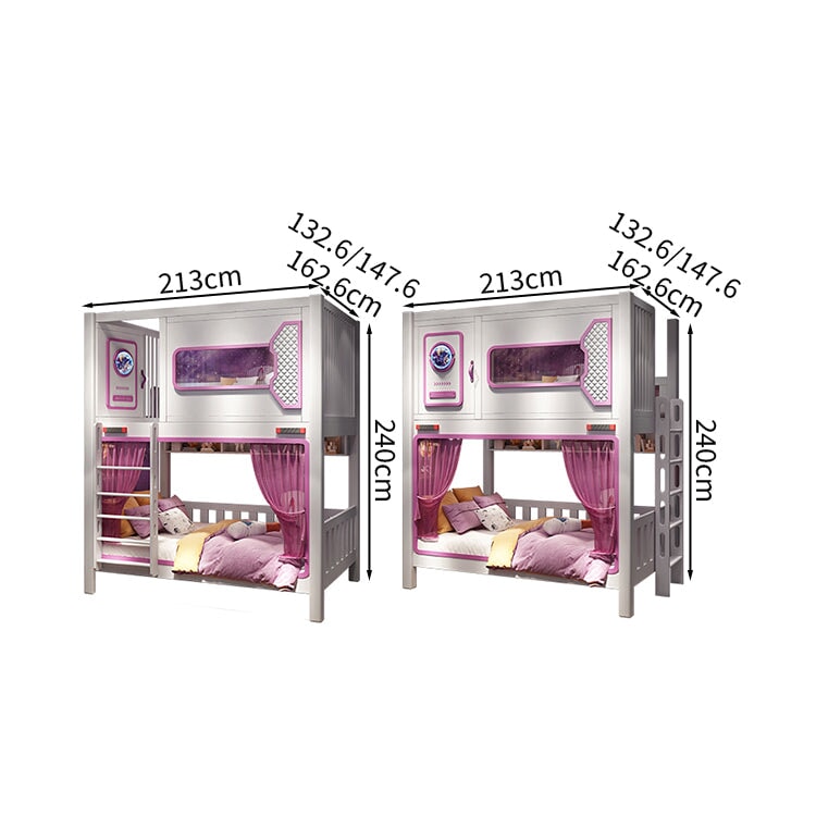 ホワイト　収納スペース　二段ベッド　ベッド　ベッドガード　デザイン性　ハシゴ　手すり付き　階段　エコ素材　天然木　カスタマイズ可能　SCC-M084