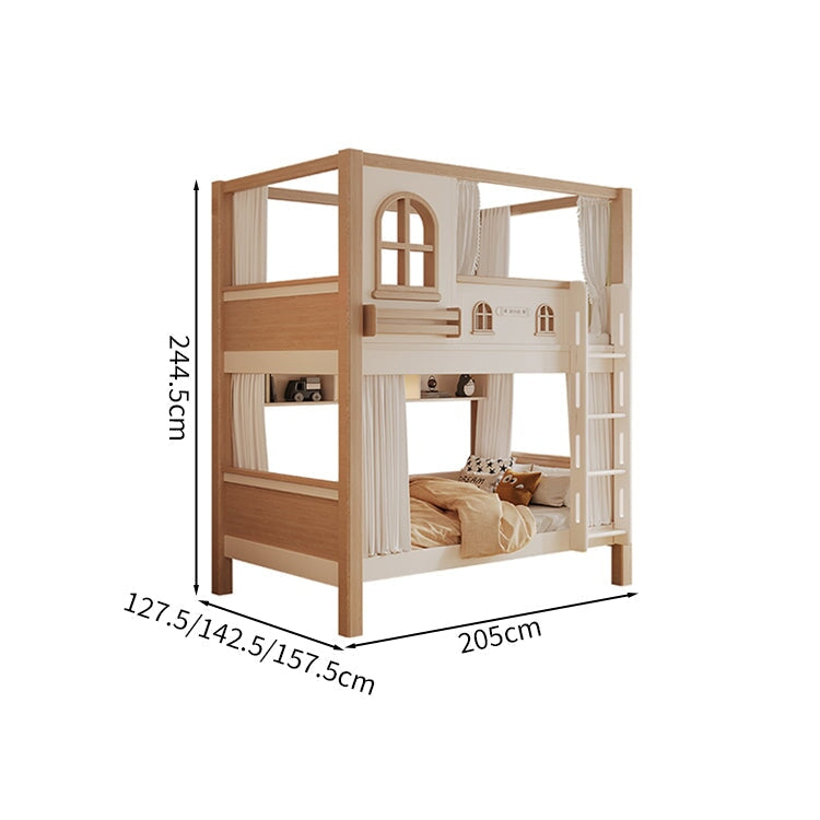メラミン化粧板　エコ素材　ベッド下収納　ハシゴ　二段ベッド　天然木二段ベッド　Ｒ加工　ホワイト　シンプル　子供用　階段　滑り台　ベッドガード　SCC-M086