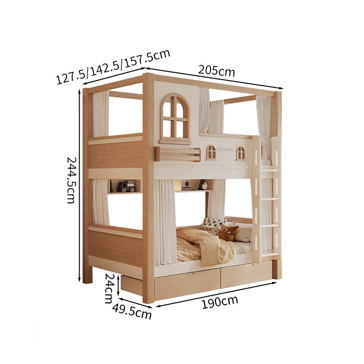 メラミン化粧板　エコ素材　ベッド下収納　ハシゴ　二段ベッド　天然木二段ベッド　Ｒ加工　ホワイト　シンプル　子供用　階段　滑り台　ベッドガード　SCC-M086