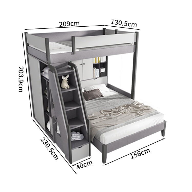 二段ベッド　ベッド　シンプル　ハシゴ　階段　ベッド下収納　大容量収納　ベッドガード　デスク　機能性　メラミン化粧板　SCC-M087