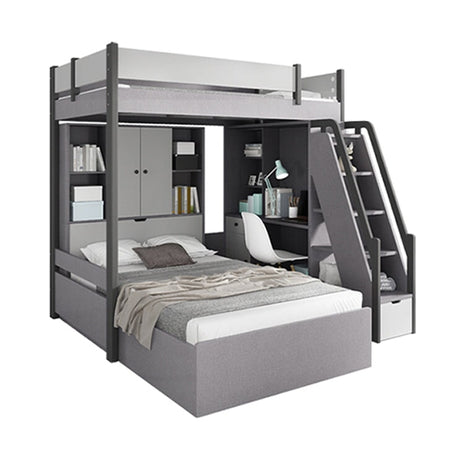 二段ベッド　ベッド　シンプル　ハシゴ　階段　ベッド下収納　大容量収納　ベッドガード　デスク　機能性　メラミン化粧板　SCC-M087