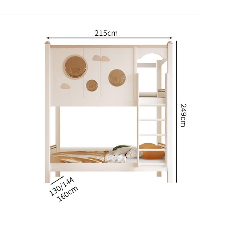 ホワイト　シンプル　高耐荷重二段ベッド　北欧風二段ベッド　二段ベッド　子供用　本棚　天然木　ベッドガード　ハシゴ　階段　SCC-M089