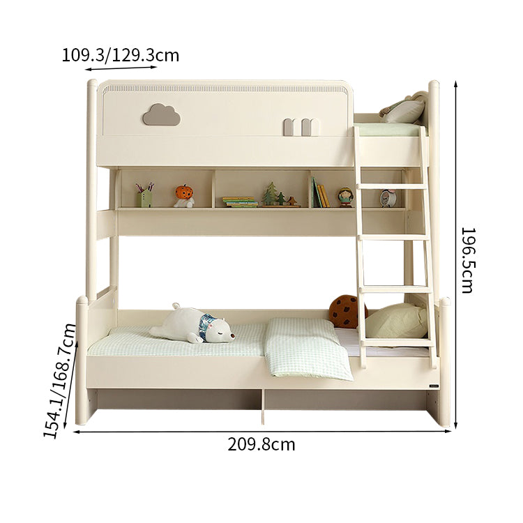 二段ベッド　かわいい　収納スペース　引き出し付き　はしご　ラバーウッド　落下防止ガード　Ｒ加工　取っ手　SCC-M097
