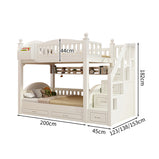 収納スペース　天然木　引き出し　跳ね上げベッド　太い角柱　落下防止ガード　ベッド　二段ベッド　子供ベッド　機能的　ホワイト　SCC-M098