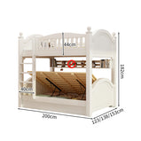 収納スペース　天然木　引き出し　跳ね上げベッド　太い角柱　落下防止ガード　ベッド　二段ベッド　子供ベッド　機能的　ホワイト　SCC-M098