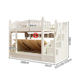 収納スペース　天然木　引き出し　跳ね上げベッド　太い角柱　落下防止ガード　ベッド　二段ベッド　子供ベッド　機能的　ホワイト　SCC-M098