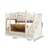 収納スペース　天然木　引き出し　跳ね上げベッド　太い角柱　落下防止ガード　ベッド　二段ベッド　子供ベッド　機能的　ホワイト　SCC-M098