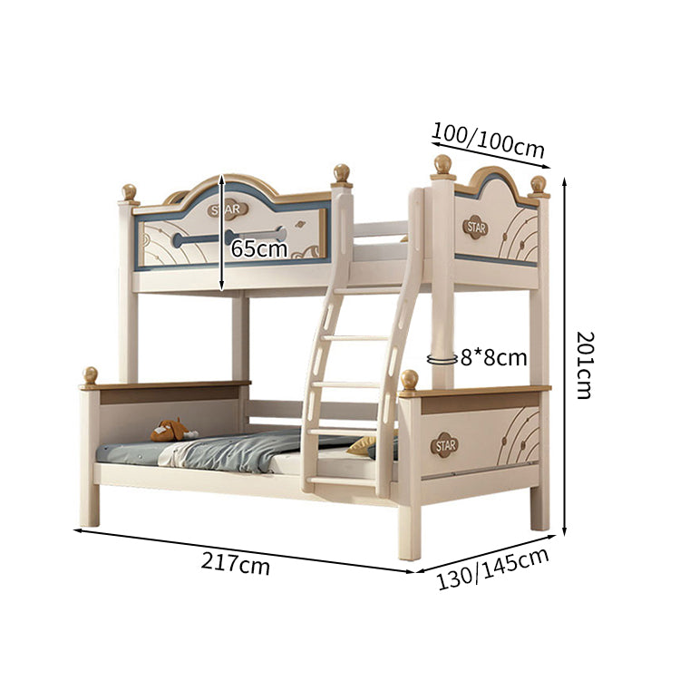 チェリー材　はしご付き　引き出し　落下防止ガード　ワニス塗装　ベッド　二段ベッド　子供ベッド　収納スペース　シンプル　ホワイト　SCC-M100