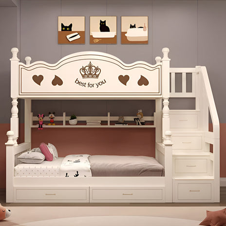 はしご付き　落下防止ガード　チェリー材　Ｒ加工　引き出し　ベッド　二段ベッド　子供ベッド　丈夫　シンプル　モダン　SCC-M101