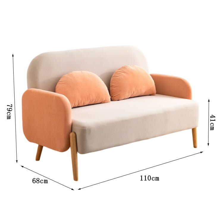 リビングソファ　ソファ　コンパクト　フリース生地　ポリエステル生地 　高密度ウレタンフォーム　天然木の脚　ピンク　metamall